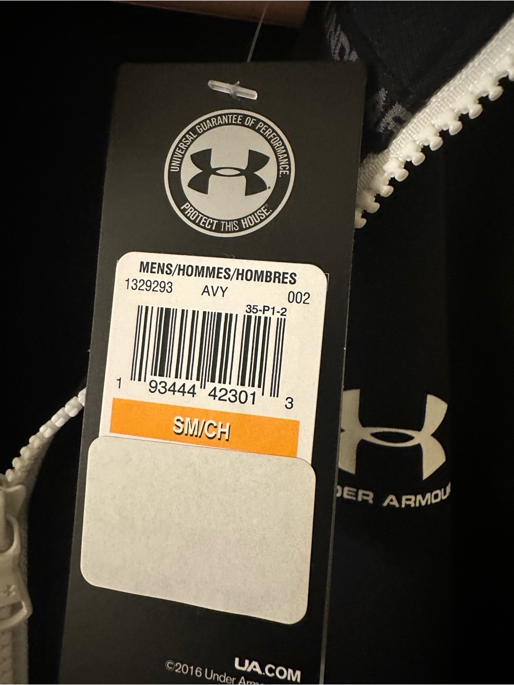 Under Armour Black Performance Zip Jacket with White Logo and White Trim